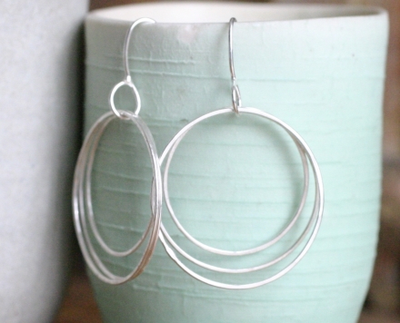 multi circle silver earrings - large