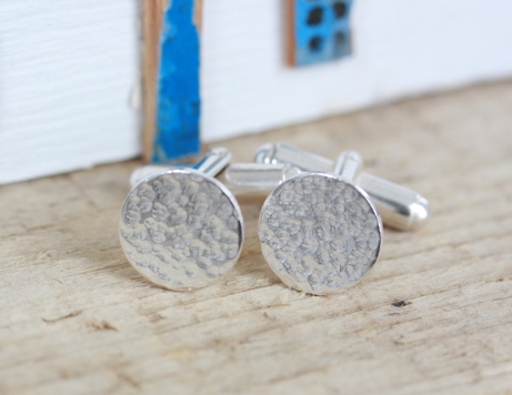 hammered sterling silver cufflinks jemima lumley jewellery