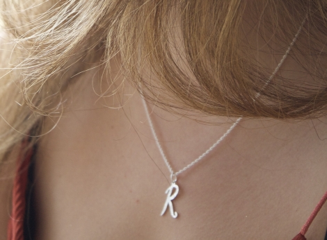 medium silver initial pendant