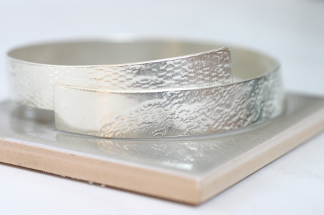 lace textured silver bangle - wide