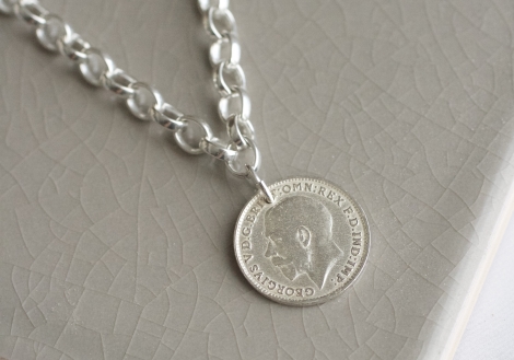 lucky silver three pence charm bracelet (slim)