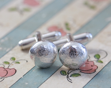 silver pebble cufflinks